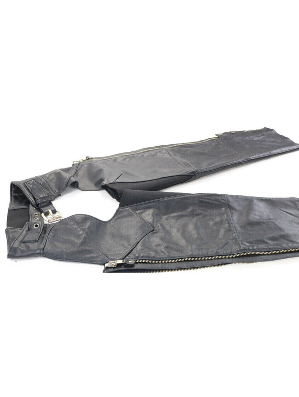 womens vintage harley davidson chaps M black leather Shovelhead lined USA bar